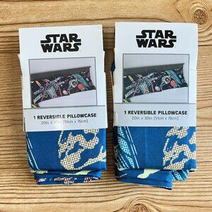 Lot of 2 Disney Star Wars Reversible Standard Pillowcase - X-Wing & Tie Fighter